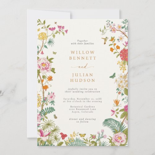 Vintage Elegant Floral Wedding Invitation