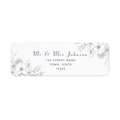 Vintage Elegant Floral Wedding Return Address Label