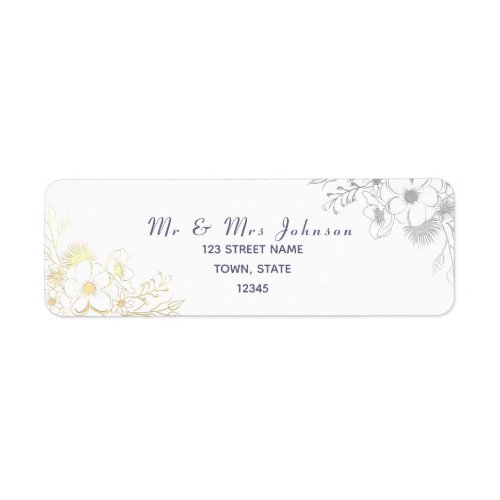 Vintage Elegant Floral Wedding Return Address Label