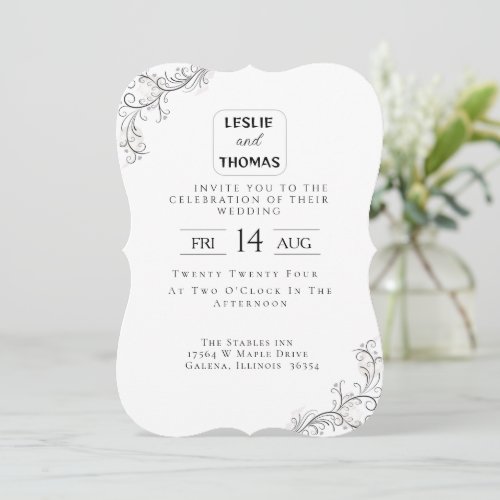 Vintage Elegant Flourish Curly Borders Invitation