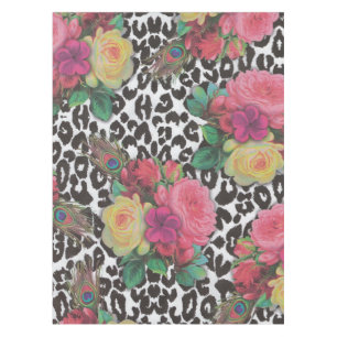 vintage elegant flowers cheetah floral Table Cloth