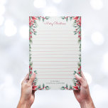 Vintage Elegant Foliage Greenery Holly Christmas Letterhead<br><div class="desc">This personalizable Letterhead stationary features a vintage elegant christmas frame border with foliage greenery of Holly and Poinsettia.</div>