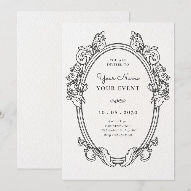 Vintage elegant frame art  invitation (Front/Back)