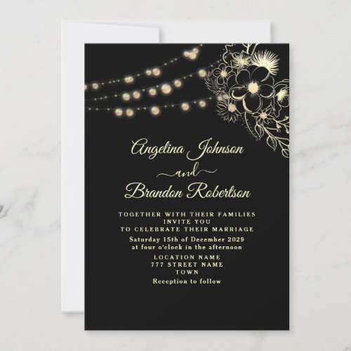 Vintage Elegant Gold and Black Wedding Invitation