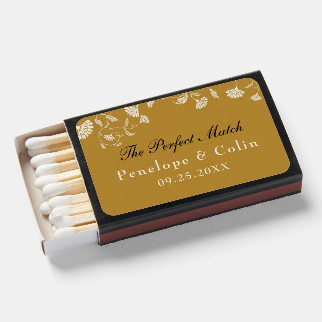 Vintage Elegant Gold Library Wedding Matches (Front Open)