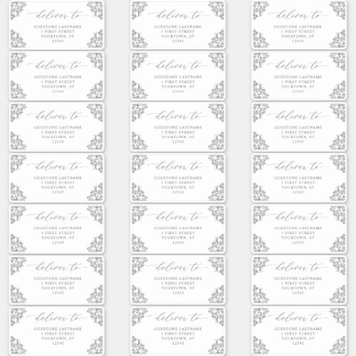 Vintage Elegant Gray Wedding Guest Address Labels
