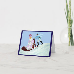Vintage Elegant Greyhound Couple with Sleigh Invitation