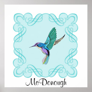 Vintage Elegant Hummingbird Poster
