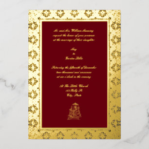 Vintage Elegant Indian 17th Century Border Wedding Foil Invitation