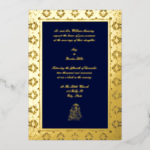 Vintage Elegant Indian 17th Century Border Wedding Foil Invitation