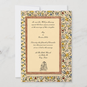 Vintage Elegant Indian Floral Wedding Invitation
