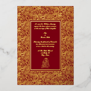 Vintage Elegant Indian Foil Wedding Foil Invitation