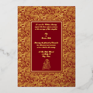 Vintage Elegant Indian Foil Wedding Invitation
