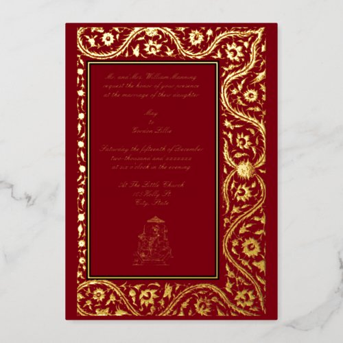 Vintage Elegant Indian Mughal 1608 Wedding Foil Invitation