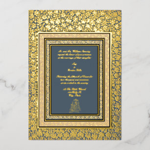 Vintage Elegant Indian Mughal Wedding Foil Invitation