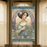 Vintage Elegant Lady Art Nouveau Teal Ephemera Tissue Paper