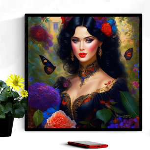 Vintage Elegant Lady In Black Framed Art