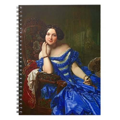 Vintage Elegant Lady In Blue Dress Notebook