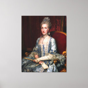 Vintage Elegant Lady In Blue Lace Silk Canvas Print