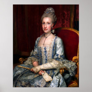 Vintage Elegant Lady In Blue Lace Silk Poster