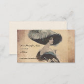 Vintage Elegant Lady in Feather Hat Business Cards (Front/Back)