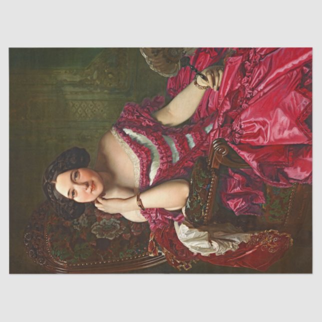 Vintage Elegant Lady In Red Decoupage Tissue Paper (Front)