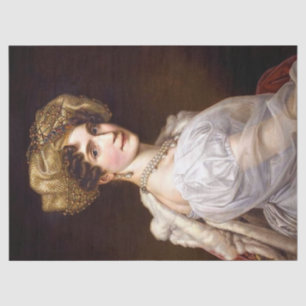 Vintage Elegant Lady In White Pearls Decoupage Tissue Paper