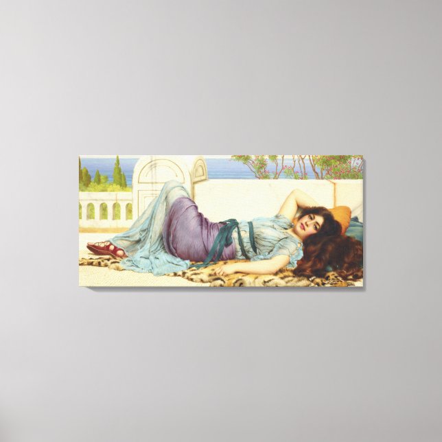 Vintage Elegant Lady Lying Down Relaxing Canvas Print (Front)