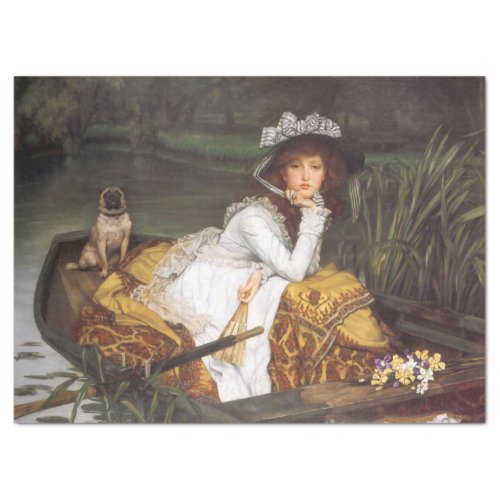 Vintage Elegant Lady On A Boat And A Dog Decoupage Tissue Paper