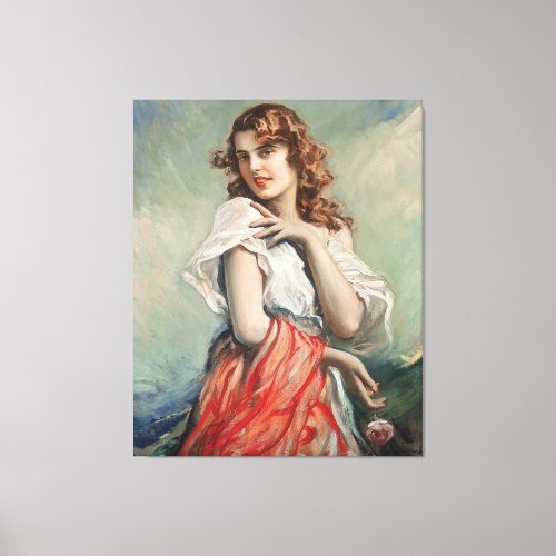 Vintage Elegant Lady With A Flower Canvas Print