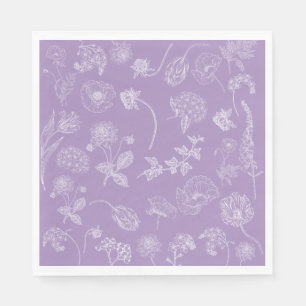 Vintage Elegant Lilac Lavender Floral Garden Napkins
