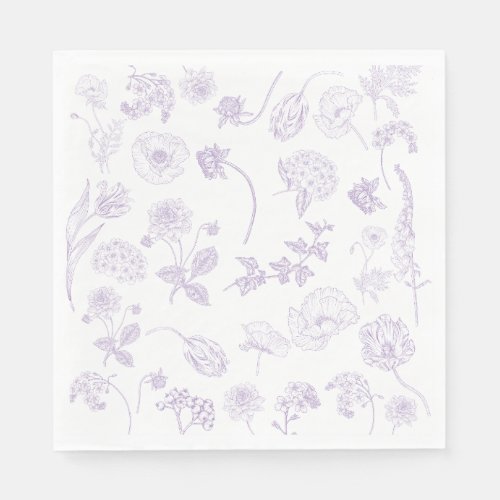 Vintage Elegant Lilac Lavender Floral Garden Napkins
