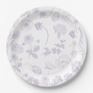Vintage Elegant Lilac Lavender Floral Garden Paper Plates