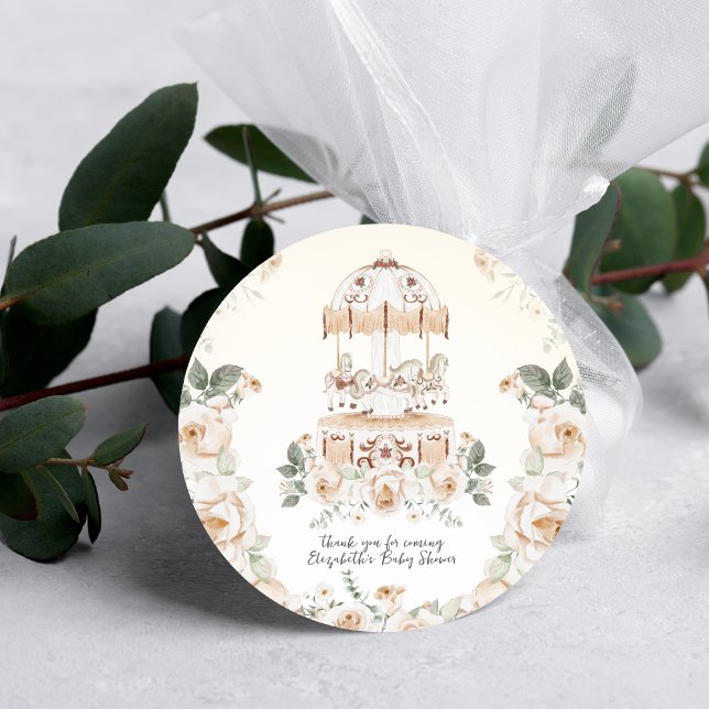 Vintage Elegant | Little Princess Thank You Classic Round Sticker (Creator Uploaded)