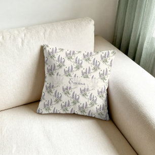Vintage Elegant Lupine & Bees Botanical Pattern – Throw Pillow