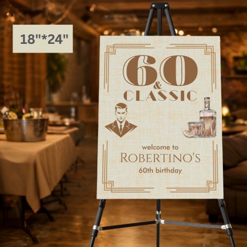 Vintage Elegant Men's Whiskey 60th Birthday Foam Board