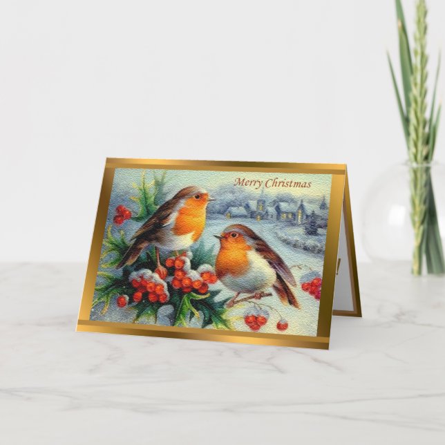 Vintage Elegant Merry Christmas Holiday Card (Front)