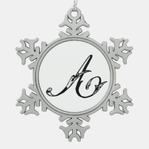 Vintage Elegant Monogram A with Personalized Name Snowflake Pewter Christmas Ornament