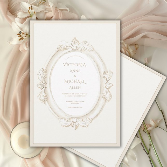 Vintage Elegant Neutral Wedding Invitation (Creator Uploaded)