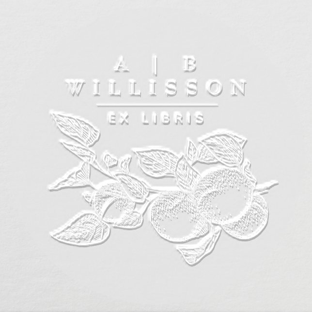 Vintage Elegant Oranges Botanical Library Book Embosser (Design)