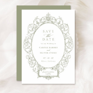 Vintage Elegant Ornament Floral Frame Save Date Invitation