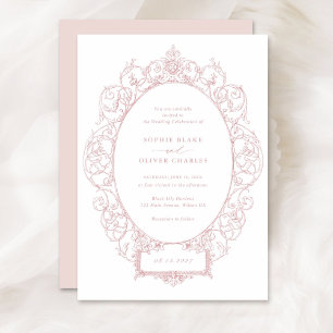 Vintage Elegant Ornament Floral Leaf Frame Wedding Invitation
