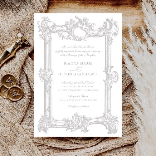Vintage Elegant Ornamental Frame Wedding Invitation