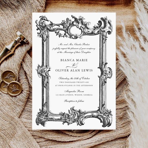 Vintage Elegant Ornamental Frame Wedding Invitation