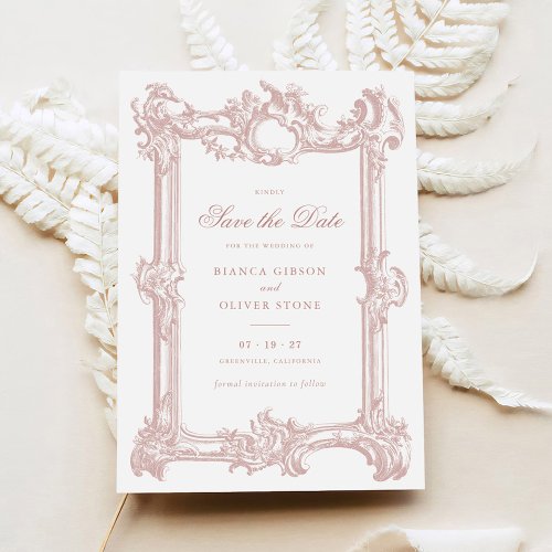 Vintage Elegant Ornamental Frame Wedding Save Date Invitation