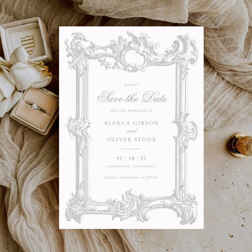 Vintage Elegant Ornamental Frame Wedding Save Date Invitation