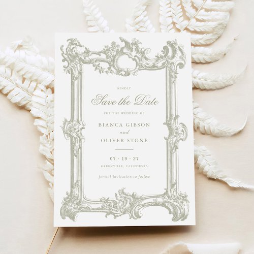 Vintage Elegant Ornamental Frame Wedding Save Date Invitation