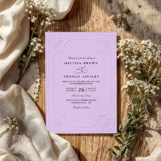 Vintage Elegant Ornate Embossing Classic Wedding Invitation
