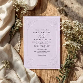 Vintage Elegant Ornate Embossing Classic Wedding Invitation