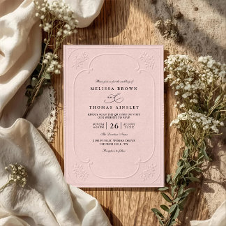 Vintage Elegant Ornate Embossing Classic Wedding Invitation
